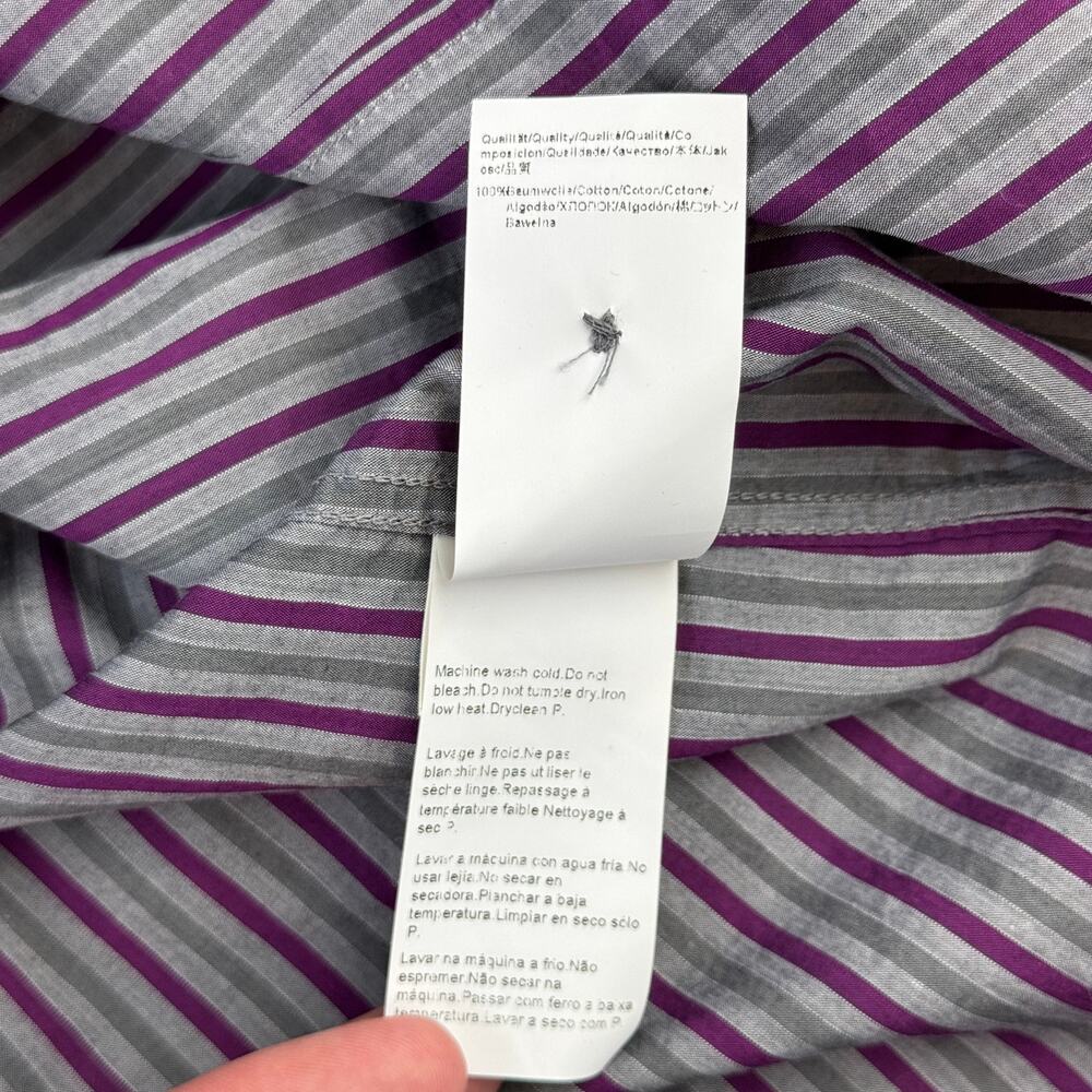 Hugo Boss Purple/Grey Striped Cotton Regular Fit Button Down Shirt Size Large - Picture 11 of 15